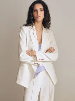 Reiss White Dion Atelier Double Breasted Suit Blazer