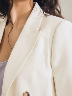 Reiss White Dion Atelier Double Breasted Suit Blazer