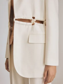 Reiss White Leia Atelier Rope Detail Single Breasted Blazer