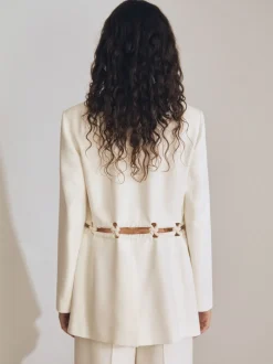 Reiss White Leia Atelier Rope Detail Single Breasted Blazer