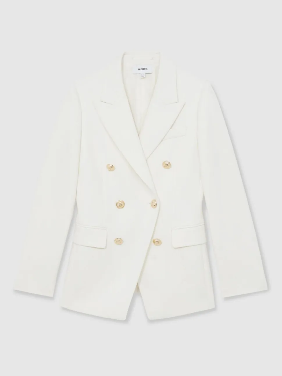 Reiss White Lily Double-Breasted Twill Suit Blazer With Wool