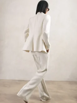 Reiss White Lily Double-Breasted Twill Suit Blazer With Wool