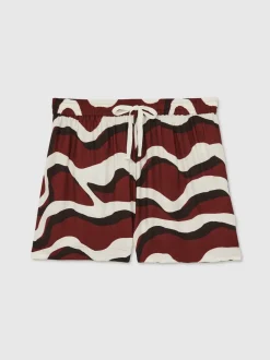Reiss White Wave-Print Drawstring Shorts