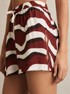 Reiss White Wave-Print Drawstring Shorts
