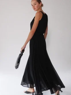 Religion Black Eligion Floaty Sheer Multi Layered Olsen Maxi Skirt