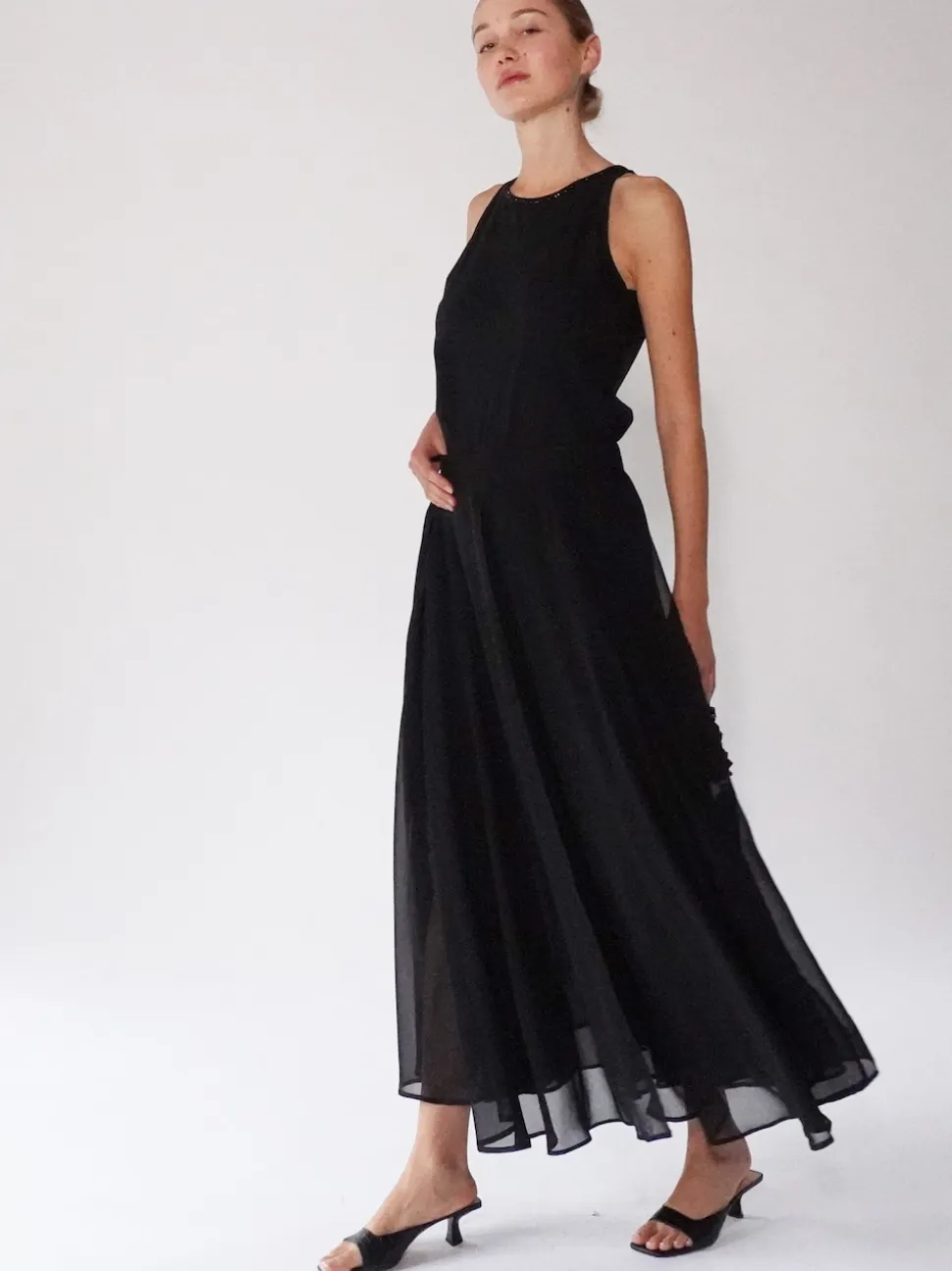 Religion Black Eligion Floaty Sheer Multi Layered Olsen Maxi Skirt