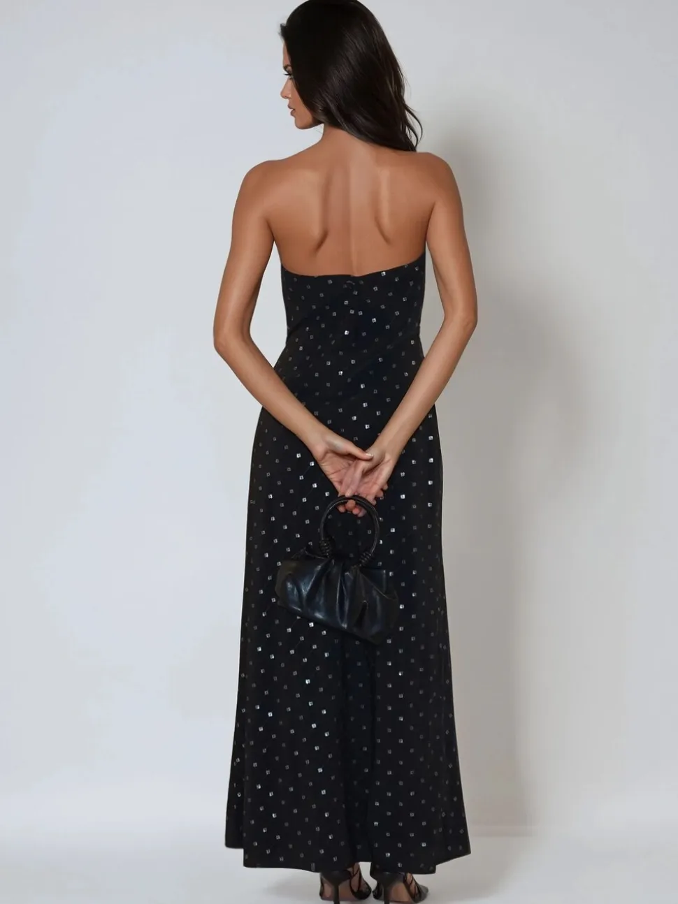 Religion Black Embellished Mila Maxi Column Dress With Sequins