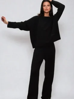 Religion Black Rick Slouchy and Soft Knitted Co-ord Lounge Trousers