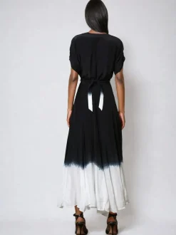 Religion Black Tie Dye Delight Wrap Dress With Full Skirt