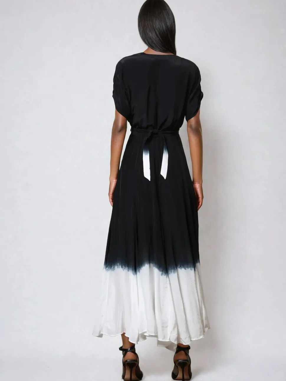 Religion Black Tie Dye Delight Wrap Dress With Full Skirt