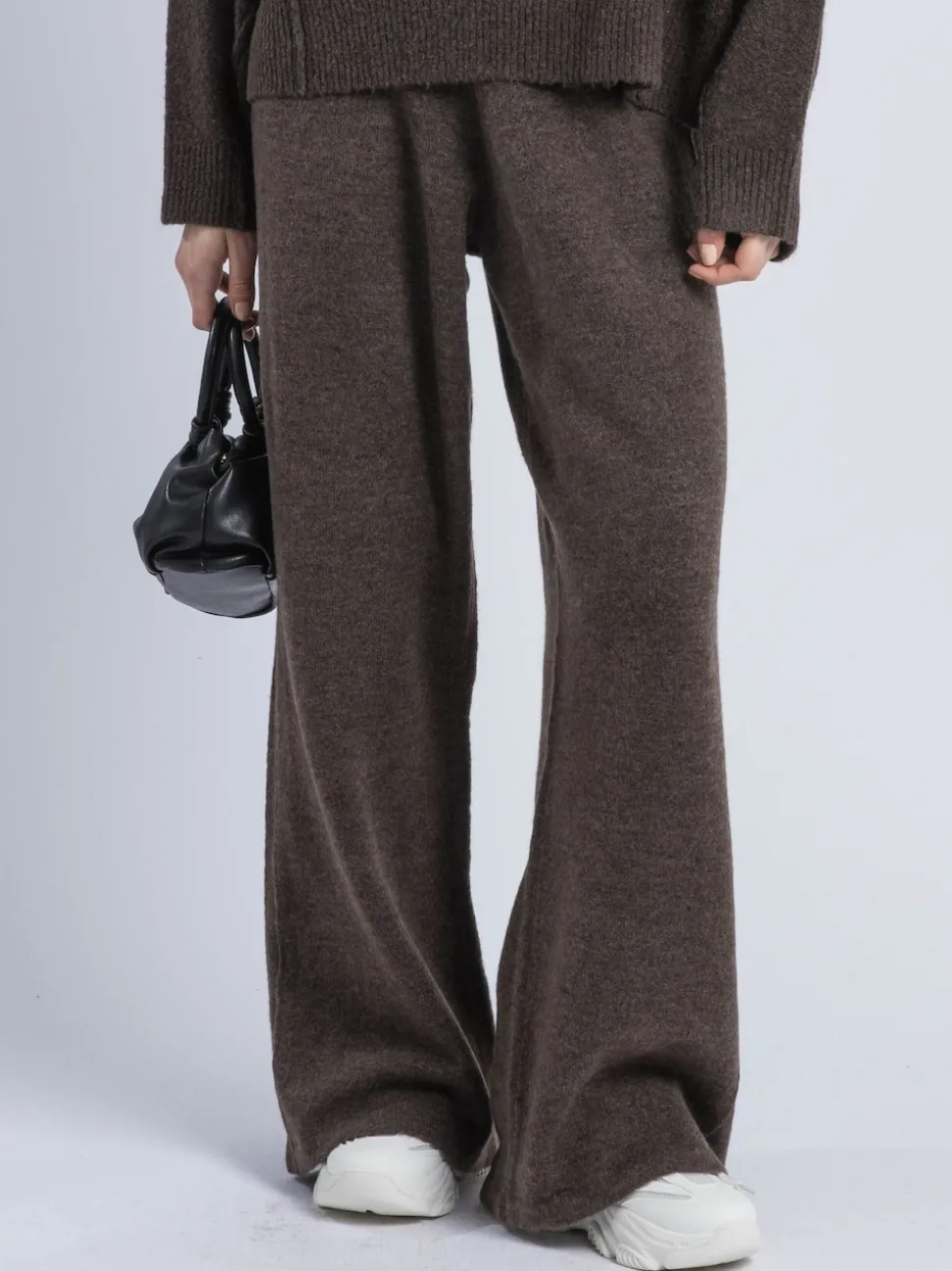 Religion Brown Luscious Knitted Quiet Luxury Joggers with Skull & Crossbone Jacquard