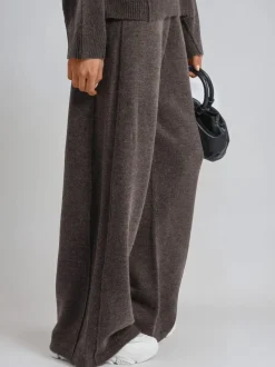 Religion Brown Luscious Knitted Quiet Luxury Joggers with Skull & Crossbone Jacquard