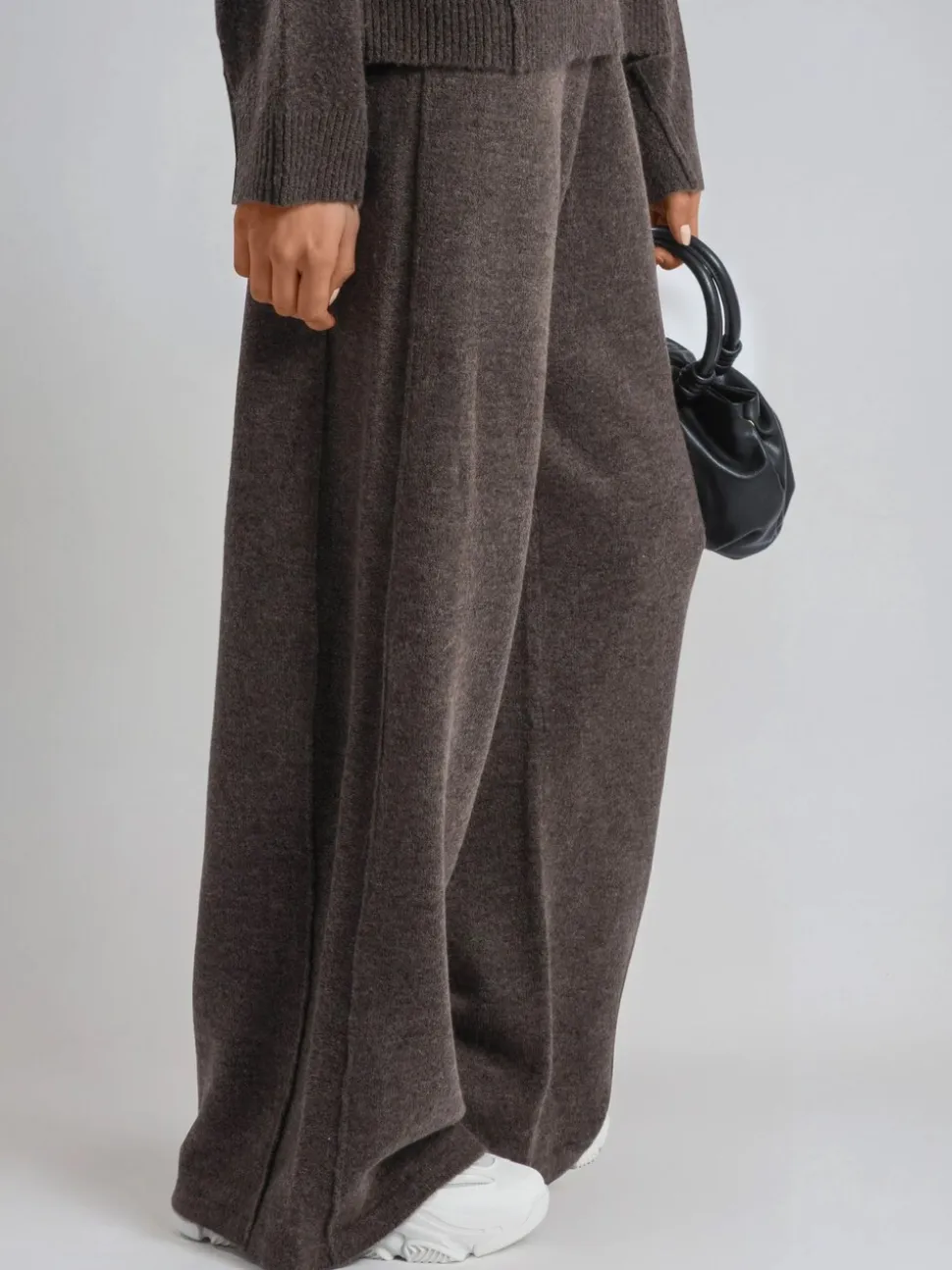 Religion Brown Luscious Knitted Quiet Luxury Joggers with Skull & Crossbone Jacquard