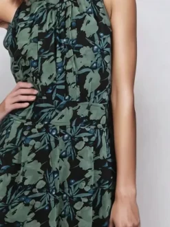 Religion Green Crew Wide Leg Jumpsuit in Abstract Façade Print