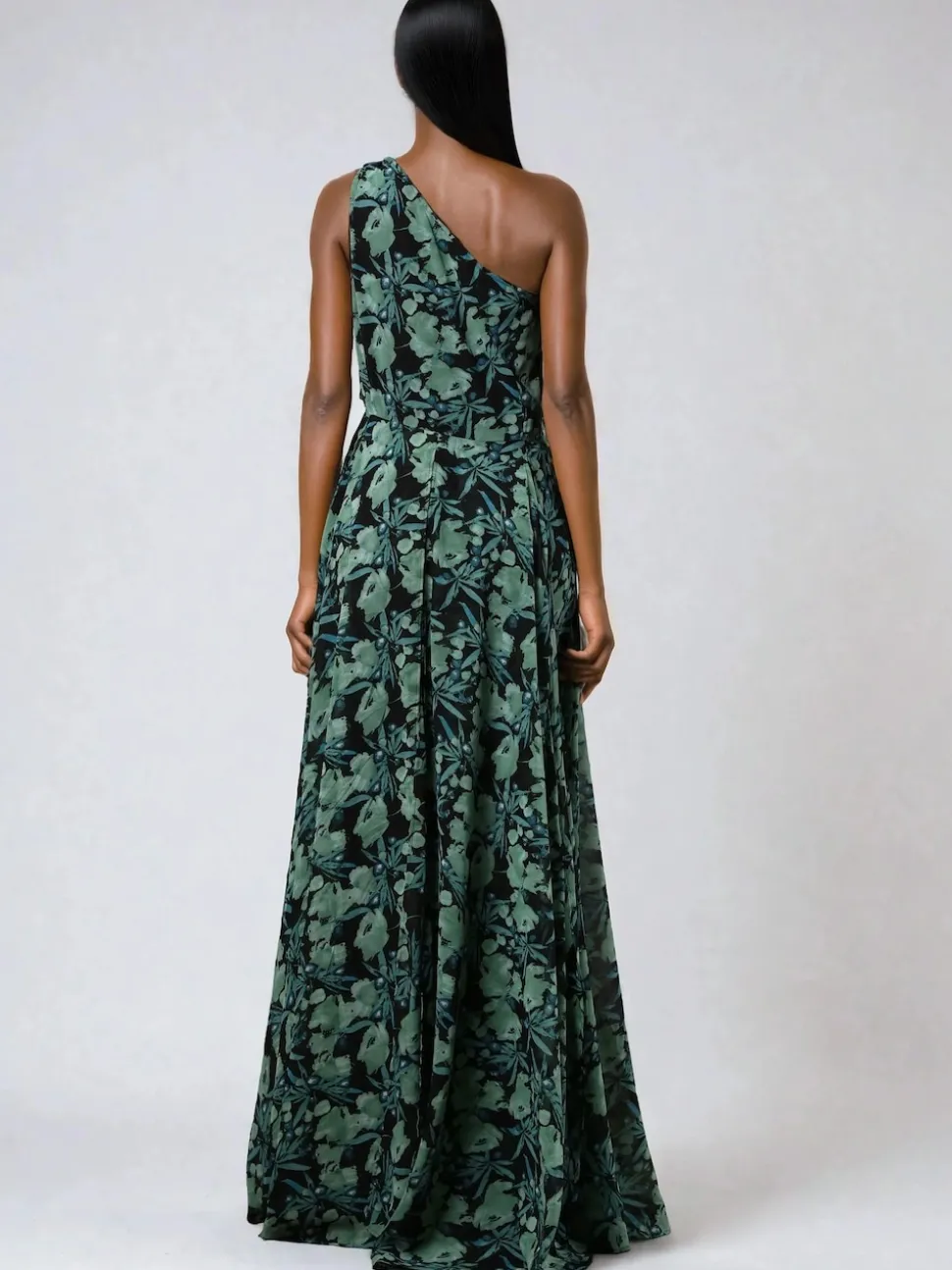 Religion Green One Shoulder Maxi Dress With Full Skirt