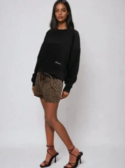 Religion Natural Maeva 100% Cotton Shorts In Mixed Leopard Print