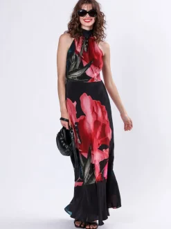 Religion Pink Valeria Column Maxi Dress With Large Floral Print