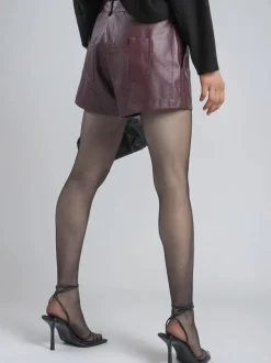 Religion Red Dark Orbit Faux Leather Shorts With Pocket Details