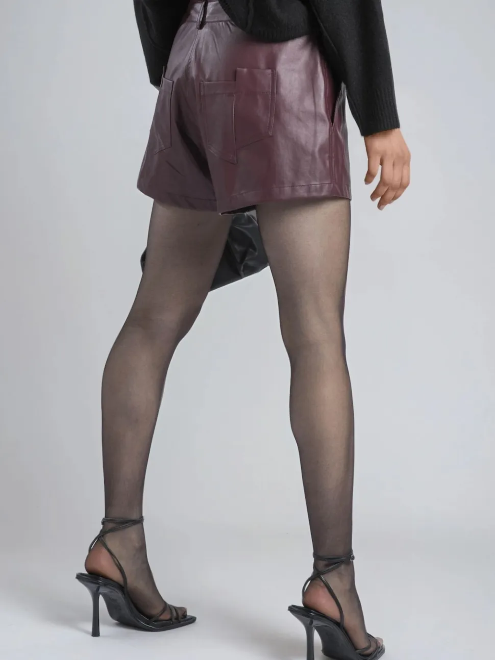 Religion Red Dark Orbit Faux Leather Shorts With Pocket Details