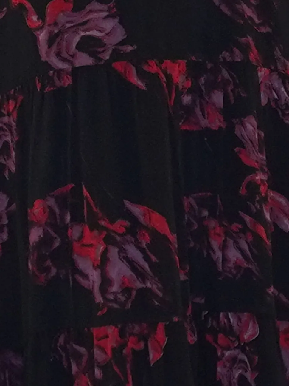 Religion Red Zoe Tiered Maxi Boho Dress With Tiered Skirt In Dark Floral