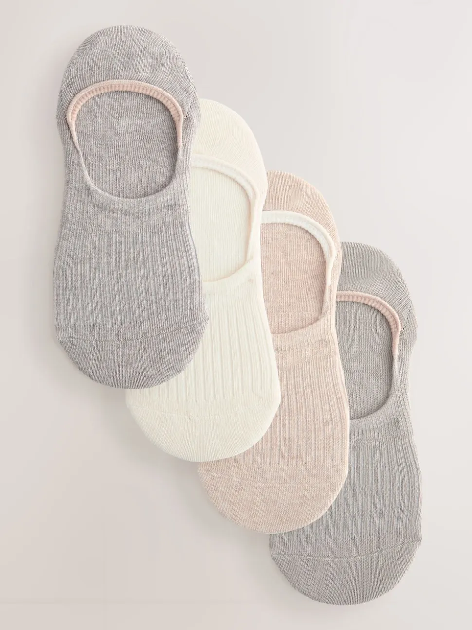 Ribbed Neutral Invisible Socks 4 Pack