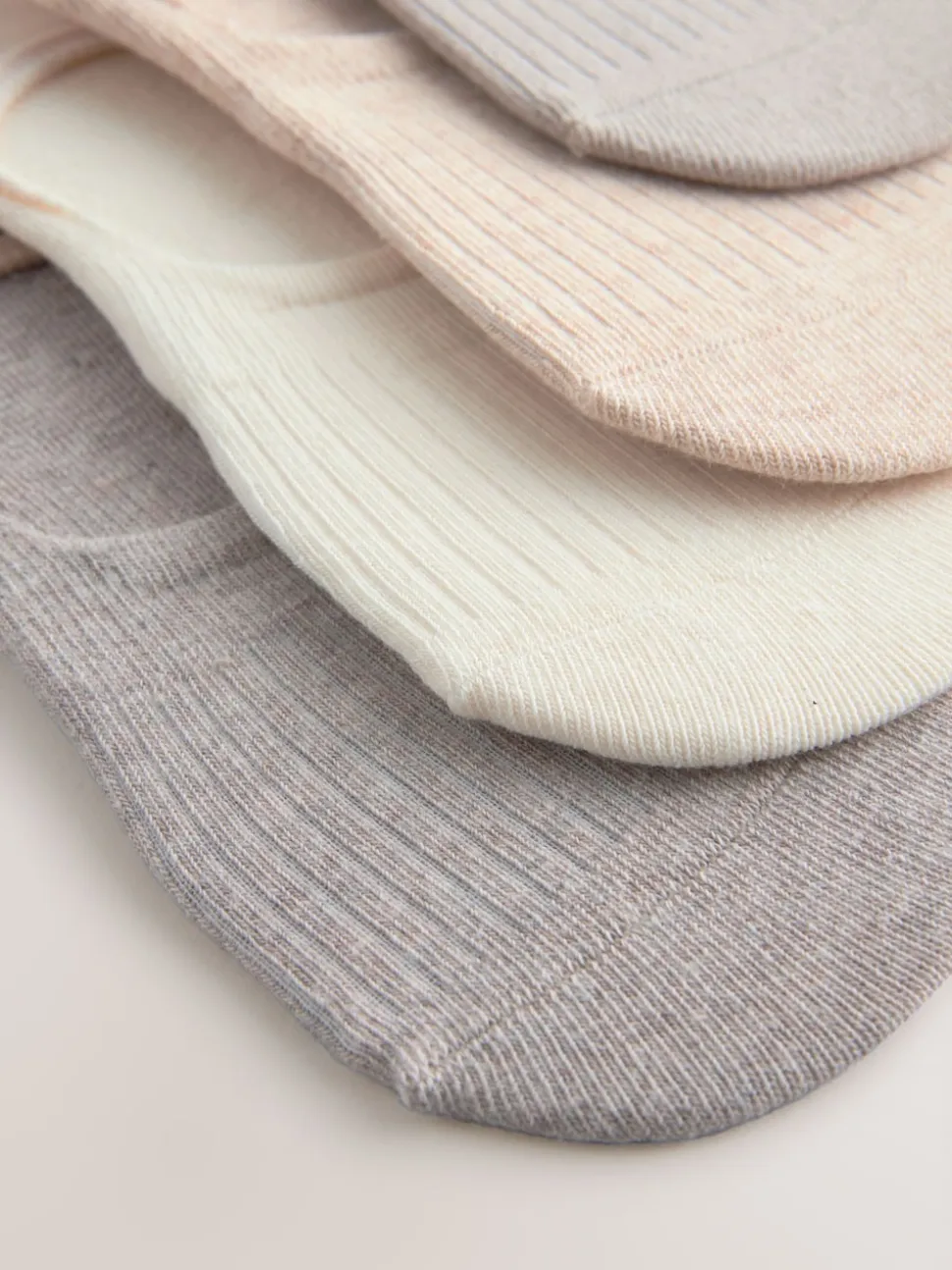 Ribbed Neutral Invisible Socks 4 Pack