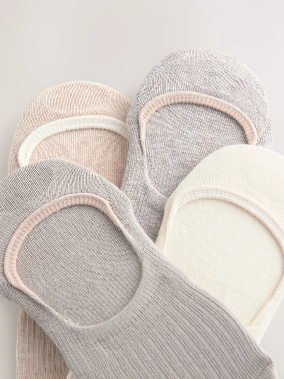 Ribbed Neutral Invisible Socks 4 Pack