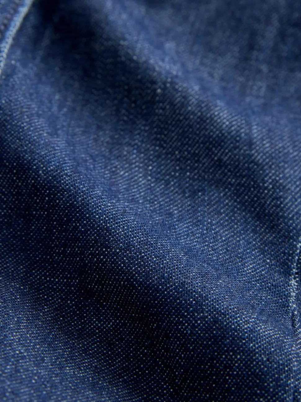 Rinse Blue Cinch Waist Fitted Long Sleeve Denim Shirt