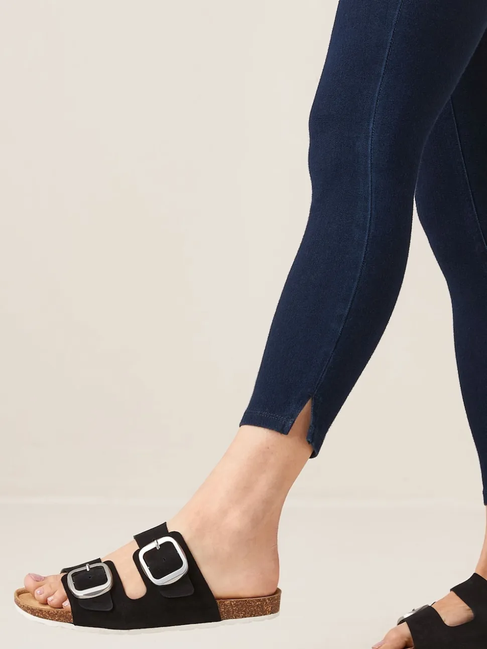 Rinse Blue Cropped Denim Jersey Leggings