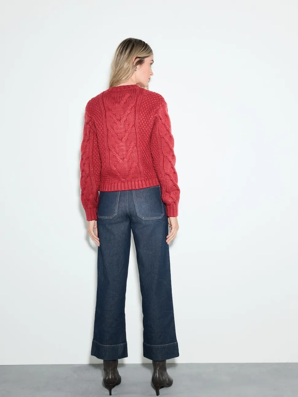 Rinse Blue Cropped Patch Pocket Jeans