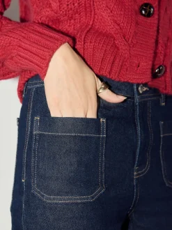 Rinse Blue Cropped Patch Pocket Jeans