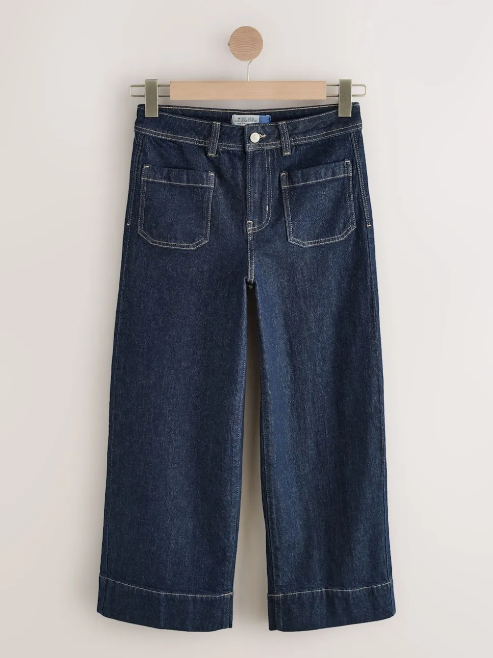 Rinse Blue Cropped Patch Pocket Jeans