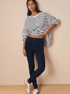 Rinse Blue Full Length Jersey Denim Leggings