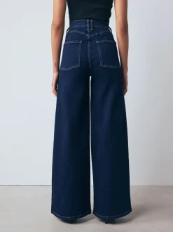 Rinse Blue High Rise FlexiFit Stretch Pull On Wide Leg Jeans