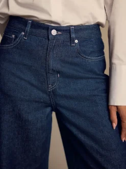 Rinse Blue High Rise Palazzo Wide Leg Jeans