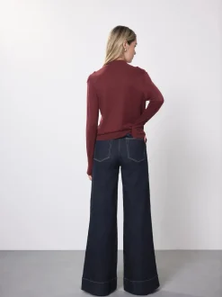 Rinse Blue High Rise Stretch Wide Leg Jeans