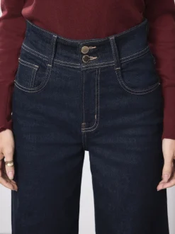 Rinse Blue High Rise Stretch Wide Leg Jeans