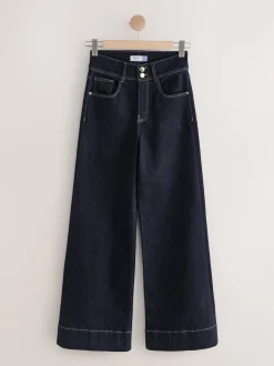 Rinse Blue High Rise Stretch Wide Leg Jeans
