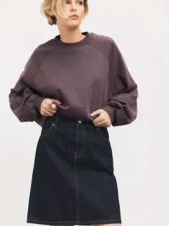 Rinse Blue Knee Length Denim Skirt