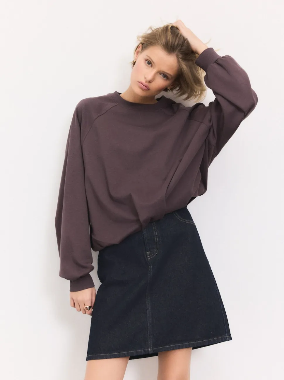 Rinse Blue Knee Length Denim Skirt