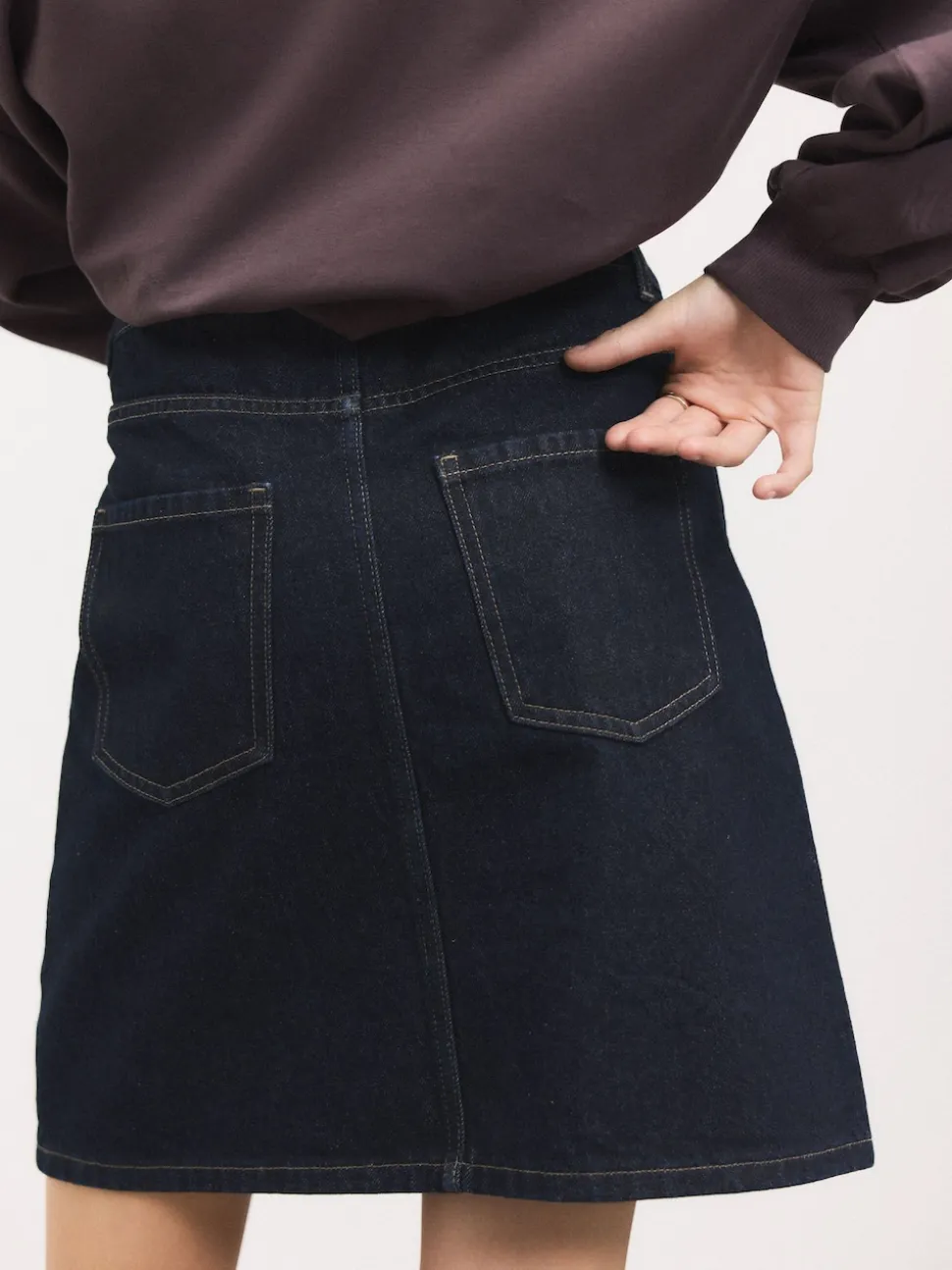 Rinse Blue Knee Length Denim Skirt