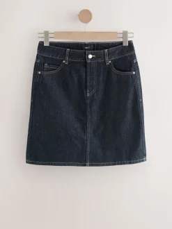 Rinse Blue Knee Length Denim Skirt