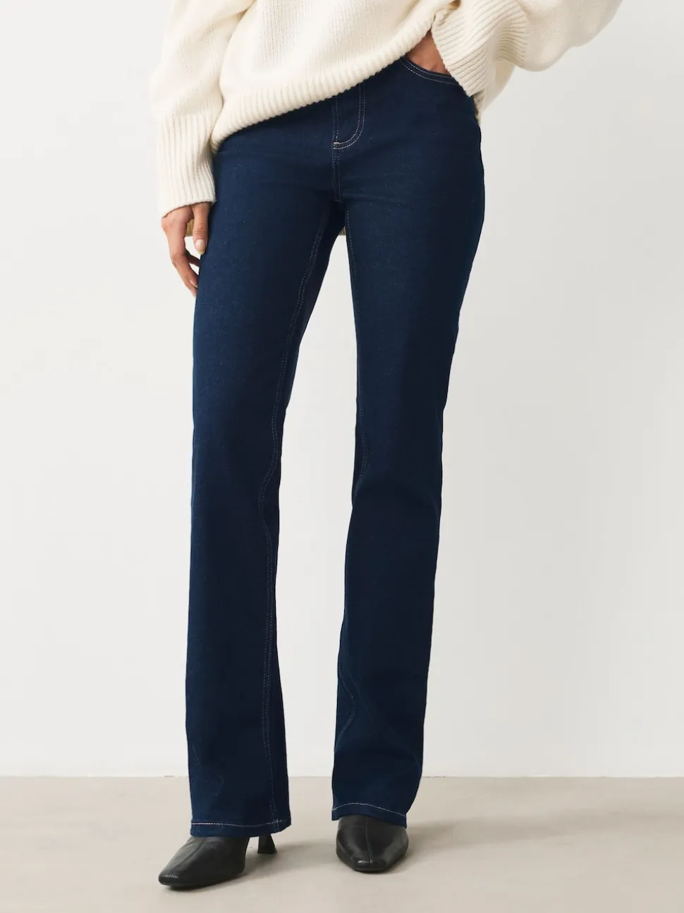 Rinse Blue Mid Rise Stretch Bootcut Jeans