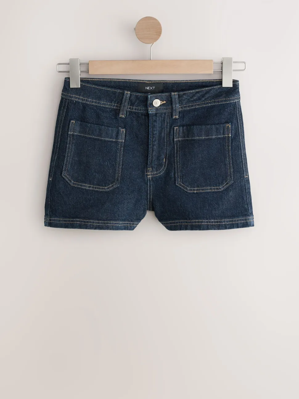 Rinse Blue Patch Pocket Mini Denim Shorts