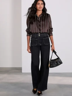 Rinse Blue Slim Lift and Shape Wide Leg Jeans