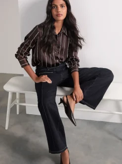 Rinse Blue Slim Lift and Shape Wide Leg Jeans
