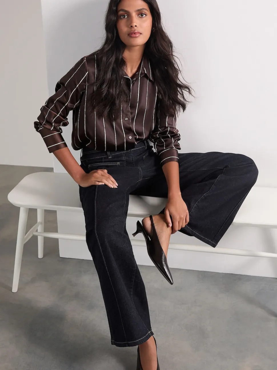 Rinse Blue Slim Lift and Shape Wide Leg Jeans