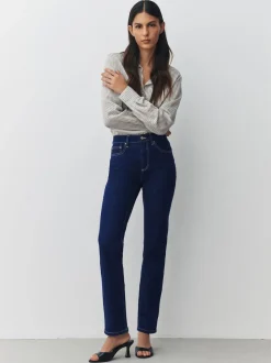 Rinse Blue Slim Mid Rise Stretch Jeans