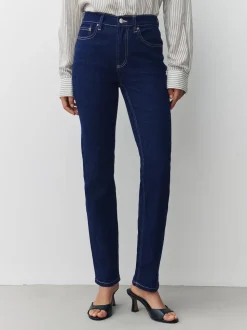 Rinse Blue Slim Mid Rise Stretch Jeans