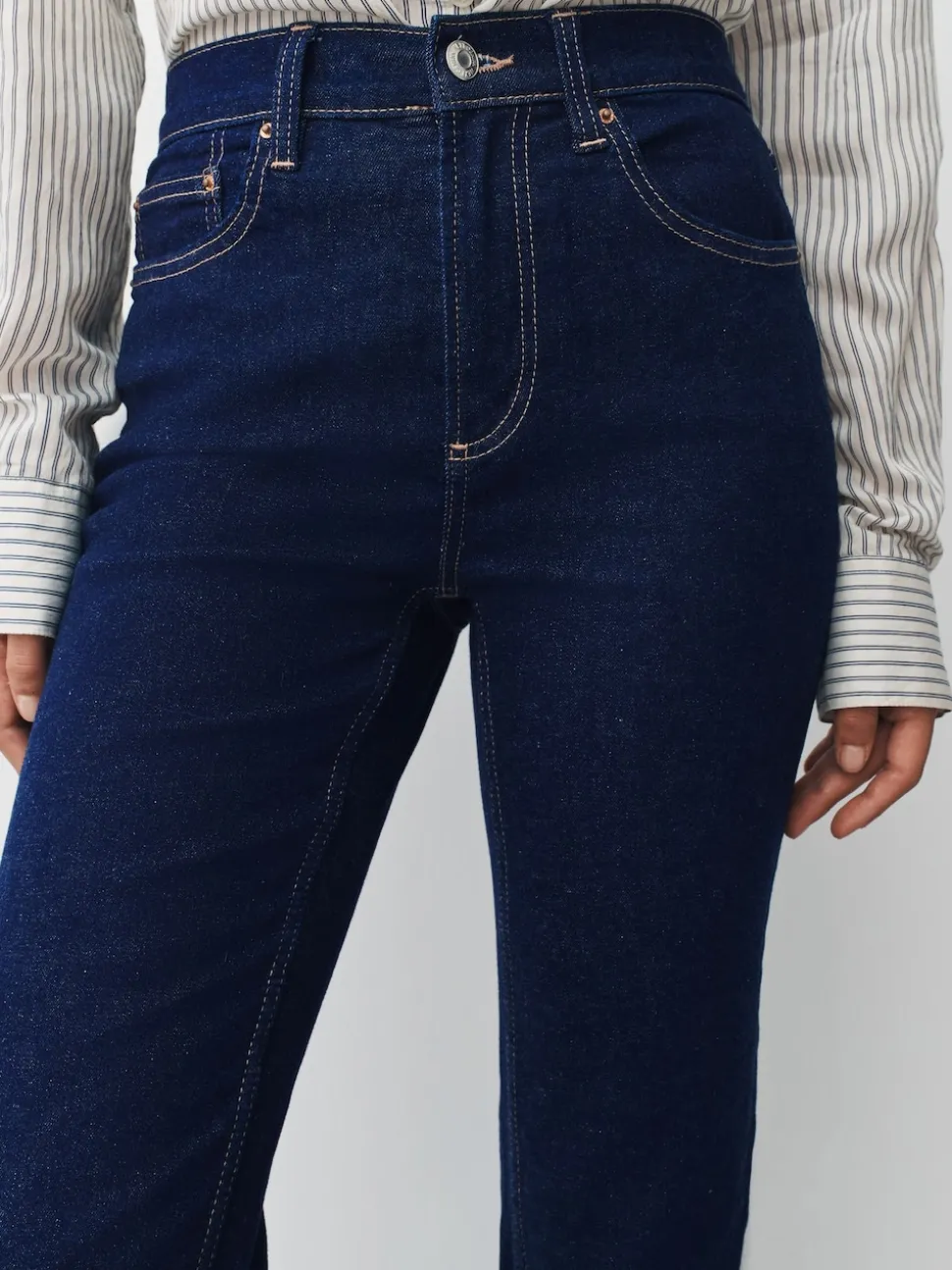 Rinse Blue Slim Mid Rise Stretch Jeans